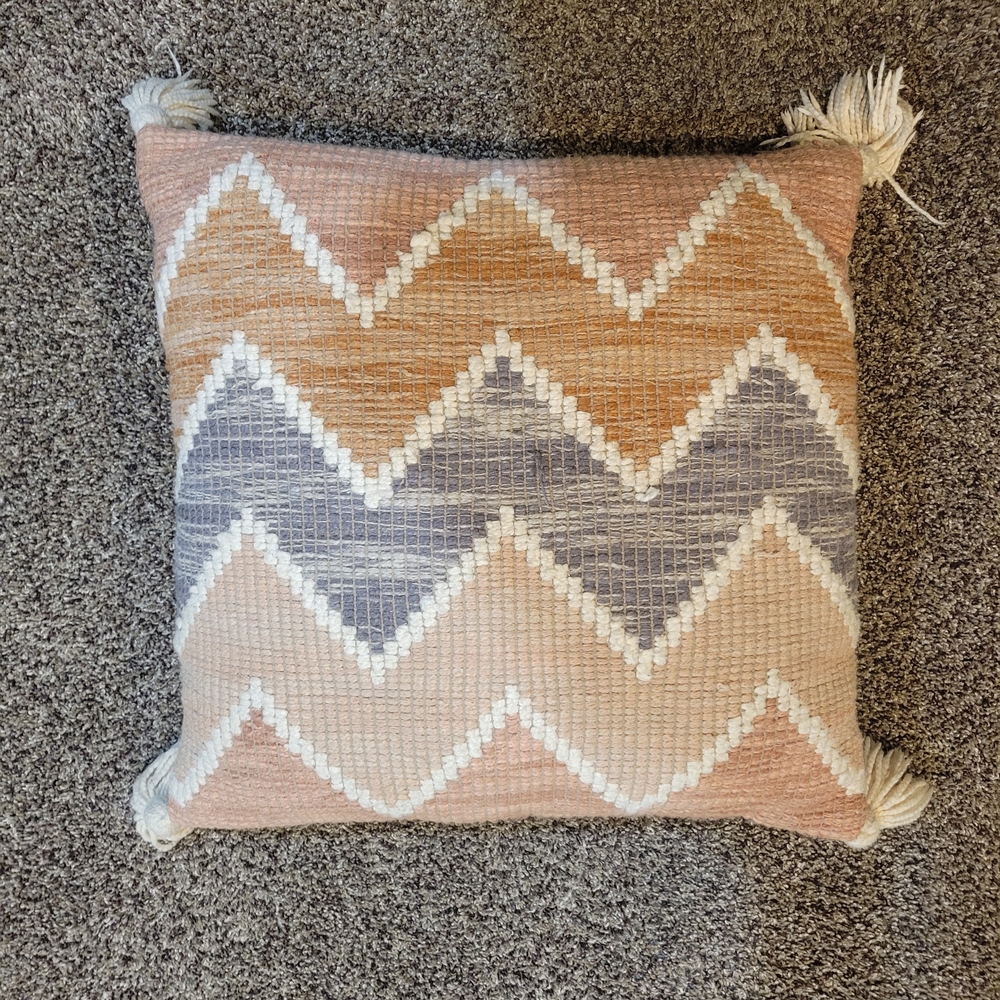 Kirkland's Zigzag Accent Pillow in Peach and Gray